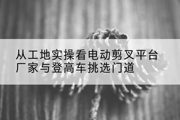 资源电动剪叉升降平台厂家-从工地实操看电动剪叉平台厂家与登高车挑选门道